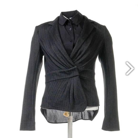 ISO Armani Collezioni Micro Chevron Herringbone Jacket Blazer Charcoal Gray - Picture 8 of 8